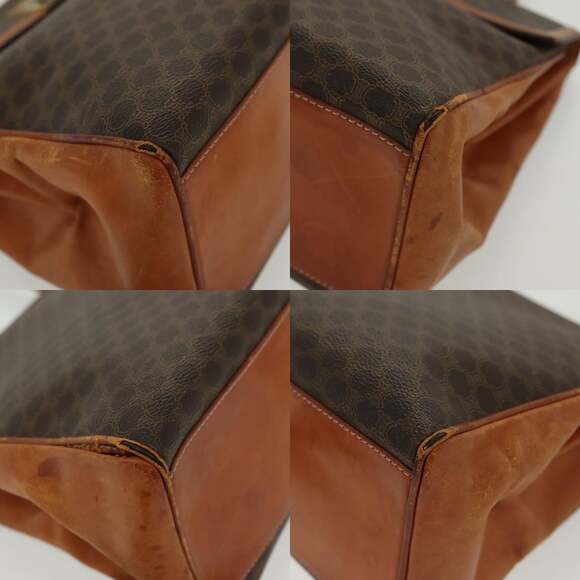 CELINE Macadam Canvas Hand Bag Pvc Leather Brown Gold - Picture 10 of 13